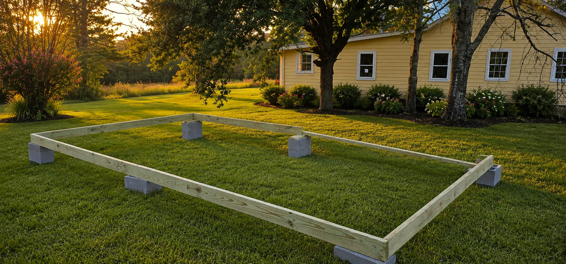 Foundation stage for the Captain's House tiny home at The Pearl