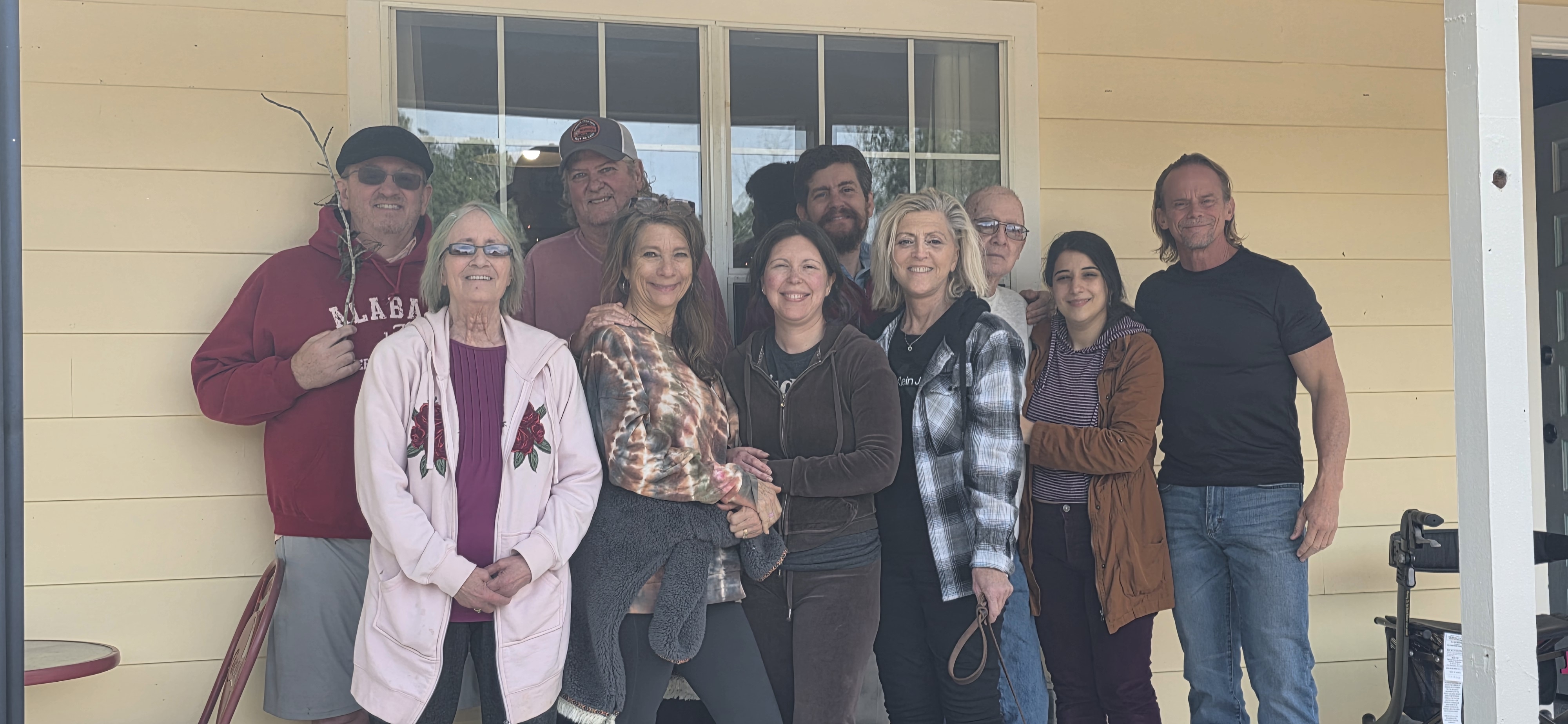 Group gathered on the Big House porch at The Pearl